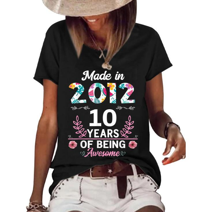 10 Years Old Gifts 10Th Birthday Born In 2012 Women Girls V2 Women's Short Sleeve Loose T-shirt