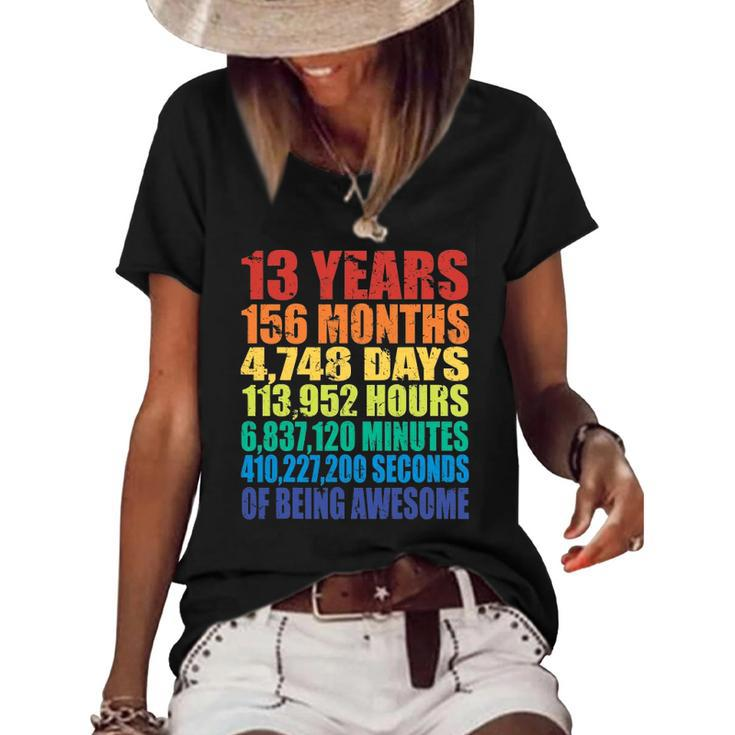 13Th Birthday For Boys & Girls 13 Years Of Being Awesome Women's Short Sleeve Loose T-shirt