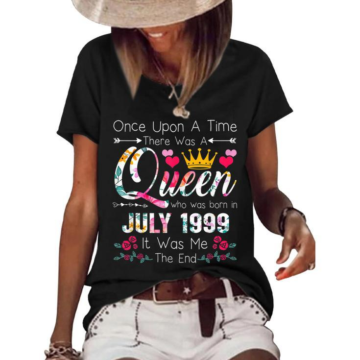 23 Years Birthday Girls 23Rd Birthday Queen July 1999  Women's Short Sleeve Loose T-shirt