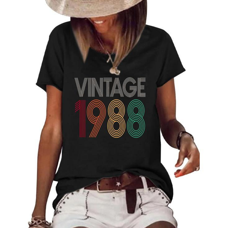 34Th Birthday Men Women Vintage 1988 Retro 34 Years Old Women's Short Sleeve Loose T-shirt