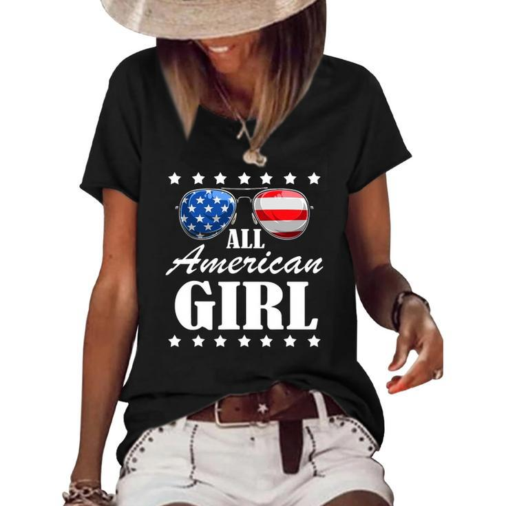4Th July America Independence Day Patriot Usa Womens & Girls Women's Short Sleeve Loose T-shirt