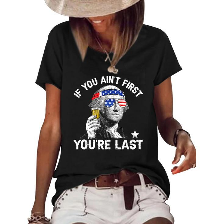 4Th Of July If You Aint First George Sloshington Beer Lover Women's Short Sleeve Loose T-shirt