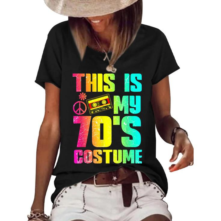 70S Halloween Costume 1970S Seventies Music Dancing Disco  V2 Women's Short Sleeve Loose T-shirt