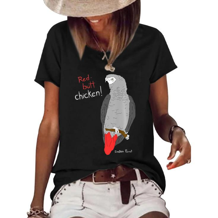 African Grey Parrot Red Butt Chicken  Women's Short Sleeve Loose T-shirt