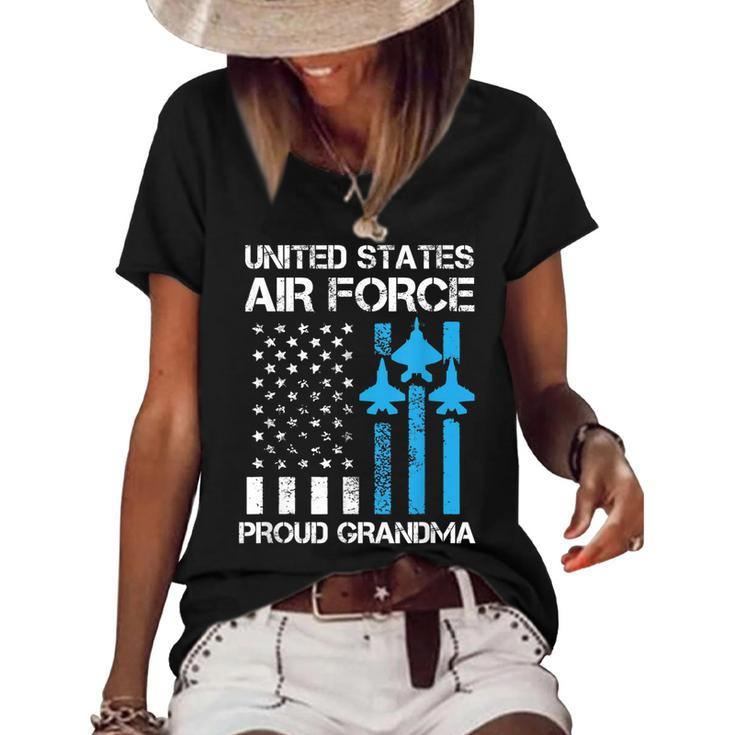 Air Force Us Veteran | Proud Air Force Grandma 4Th Of July  Women's Short Sleeve Loose T-shirt
