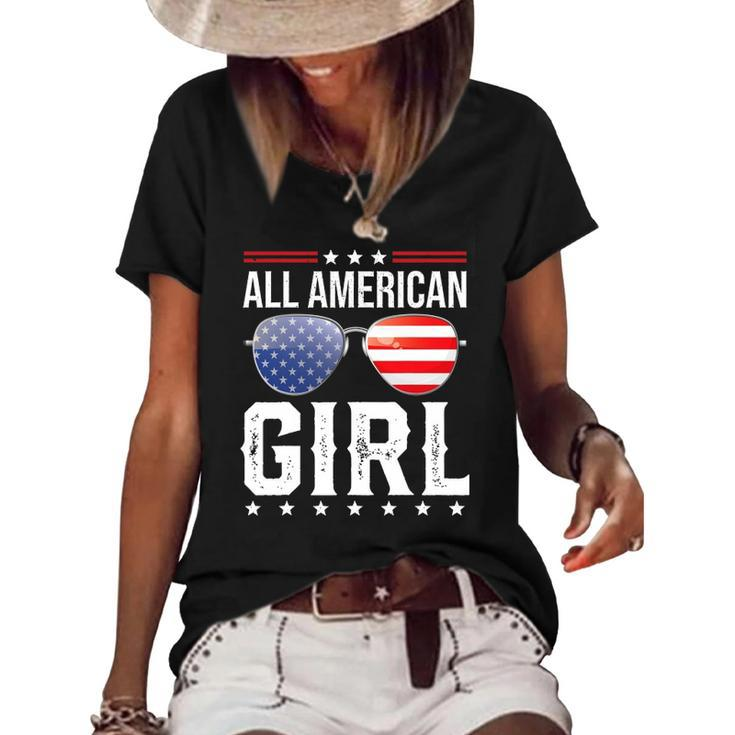 All American Girl Matching Family Fourth 4Th Of July Women's Short Sleeve Loose T-shirt