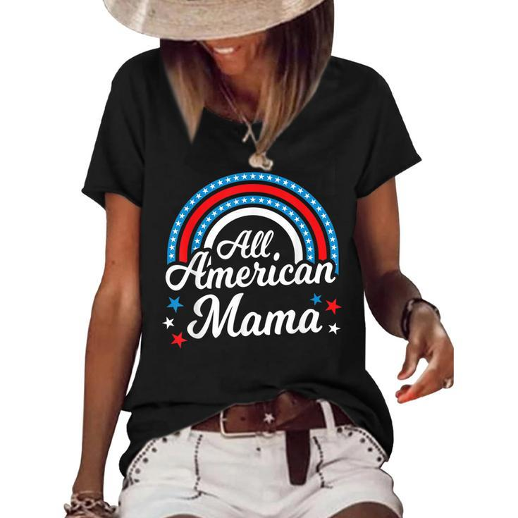All American Mama- Funny 4Th Of July Family Matching  Women's Short Sleeve Loose T-shirt