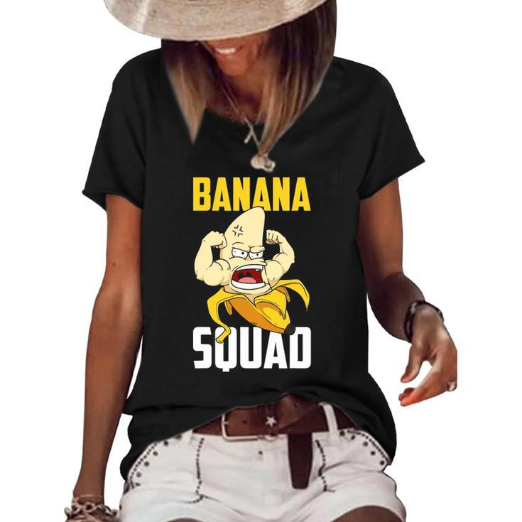 Banana Squad Funny Bananas Fruit Costume Team Women's Short Sleeve Loose T-shirt