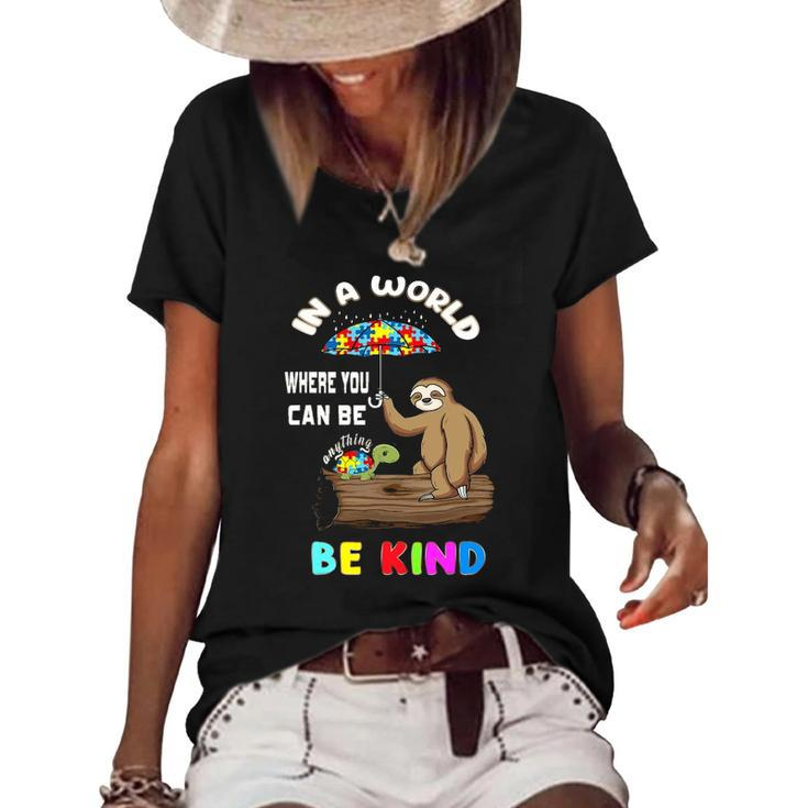 Be Kind Anti Bullying Unity Day Kindness Autism Teacher Women's Short Sleeve Loose T-shirt