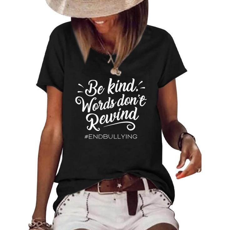 Be Kind Words Dont Rewind Orange Kindness Women's Short Sleeve Loose T-shirt