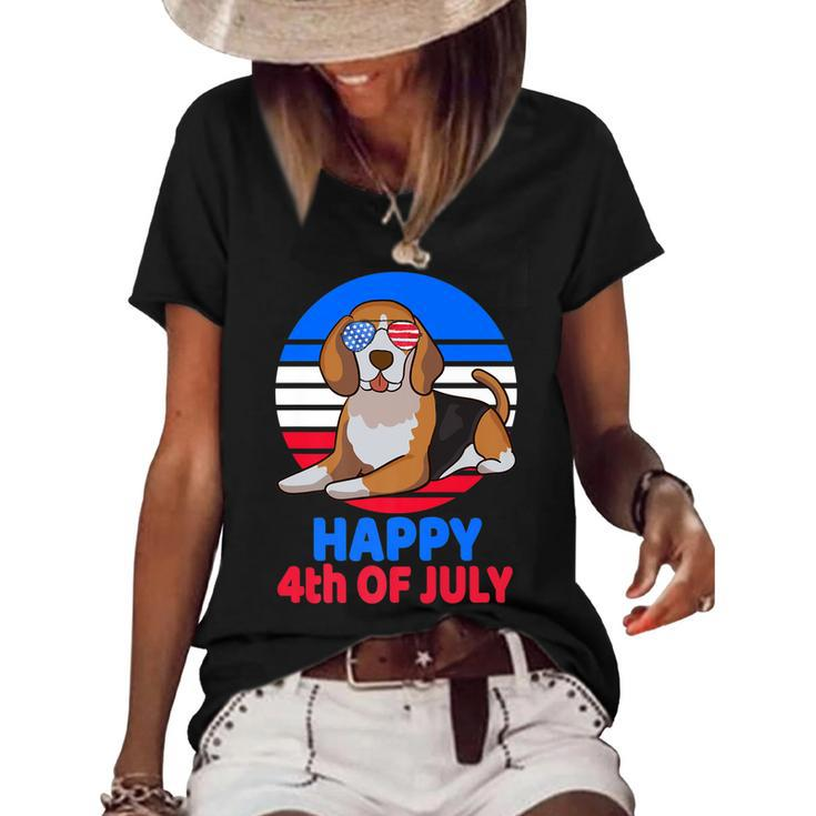 Beagle 4Th Of July For Beagle Lover Beagle Mom Dad July 4Th   Women's Short Sleeve Loose T-shirt