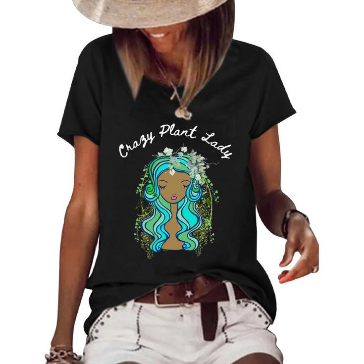 Black Queen Crazy Plant Lady Gift For Plant Lover Women's Short Sleeve Loose T-shirt