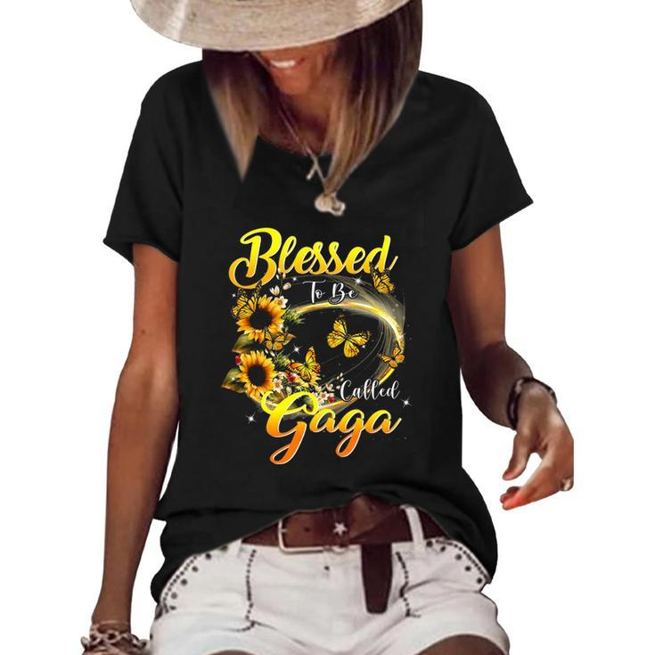 Blessed To Be Called Gaga  Sunflower Lovers Grandma Women's Short Sleeve Loose T-shirt
