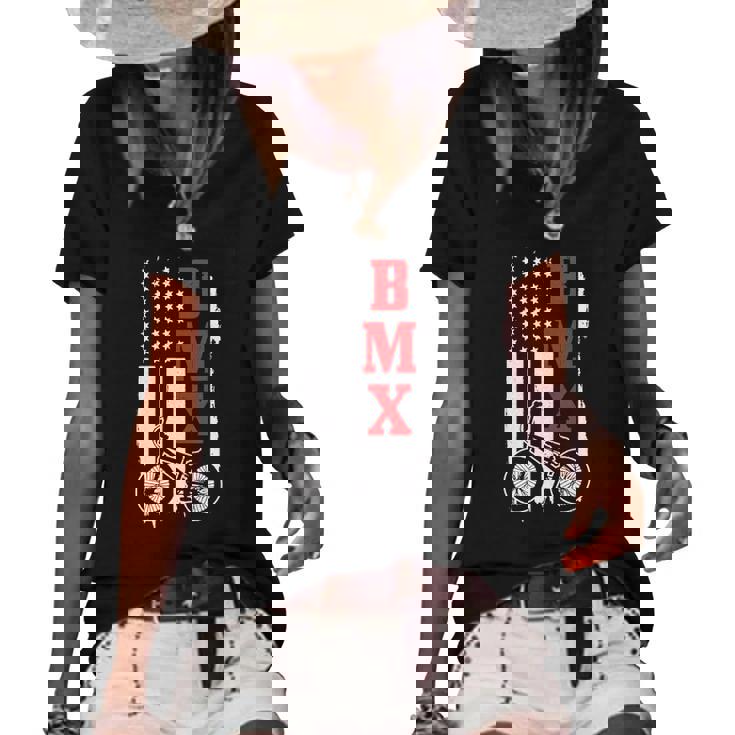 Bmx American Flag Patriotic Bike Gift Men Women Boys Kids Women's Short Sleeve Loose T-shirt