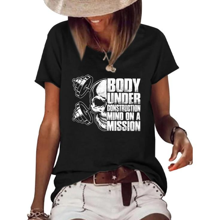 Body Under Construction Mind On A Mission Fitness Lovers Women's Short Sleeve Loose T-shirt
