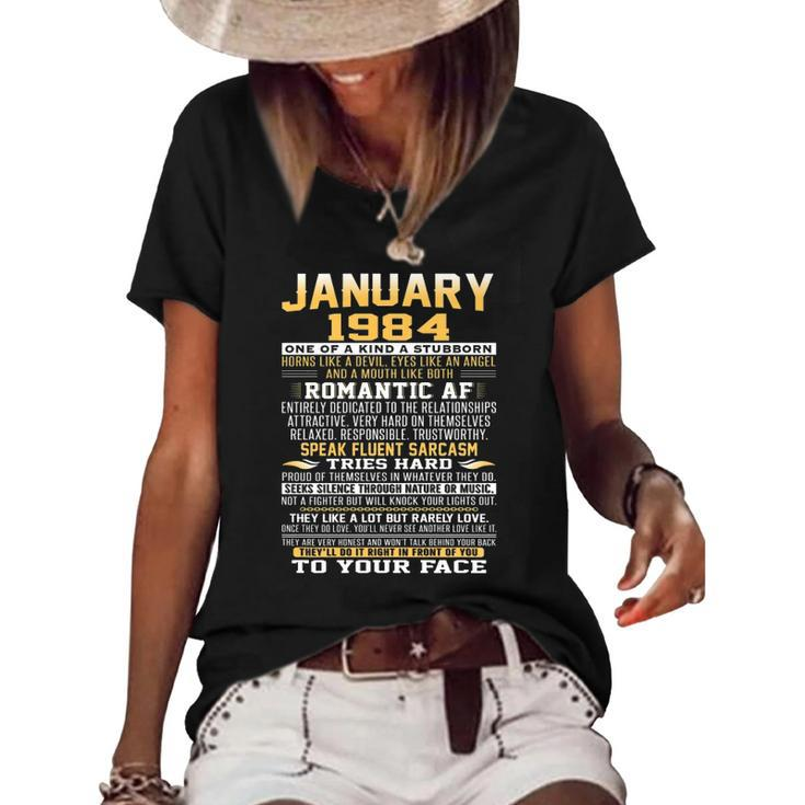 Born In January 1984 Facts S For Men Women Women's Short Sleeve Loose T-shirt