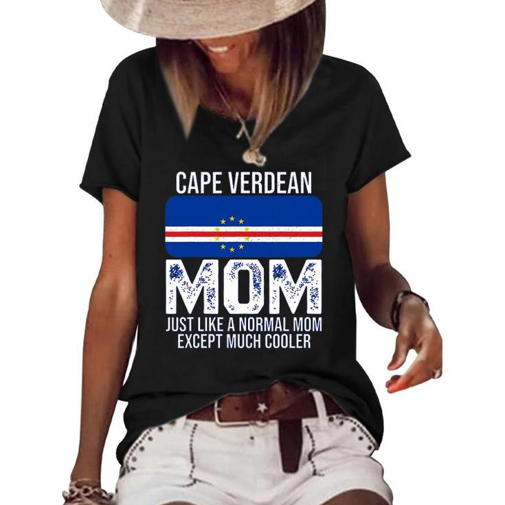 Cape Verdean Mom Cape Verde Flag Design For Mothers Day Women's Short Sleeve Loose T-shirt