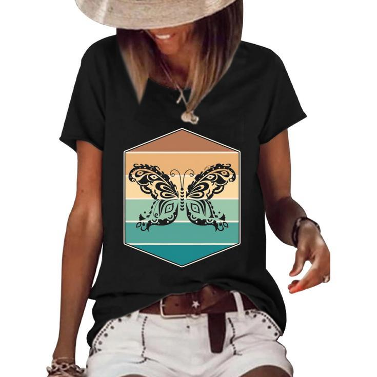 Caterpillar Butterfly Insect Gift Butterfly Women's Short Sleeve Loose T-shirt