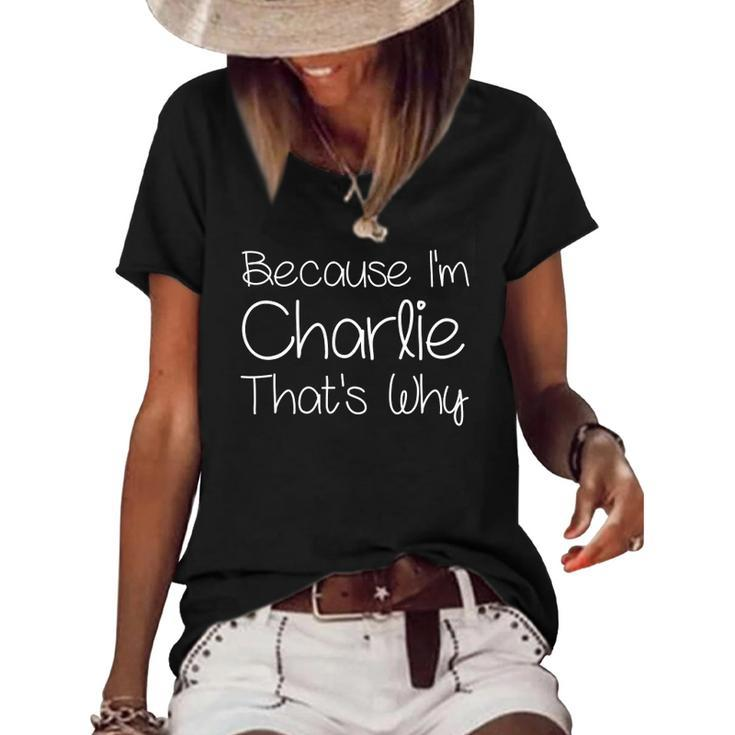 Charlie Funny Personalized Birthday Women Name Gift Idea Women's Short Sleeve Loose T-shirt