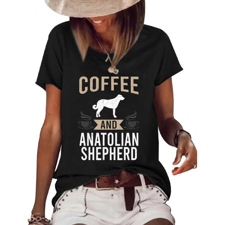 Coffee And Anatolian Shepherd Dog Lover Women's Short Sleeve Loose T-shirt