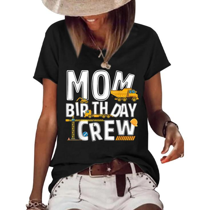 Construction Mom Birthday Crew Party Worker Mom  Women's Short Sleeve Loose T-shirt