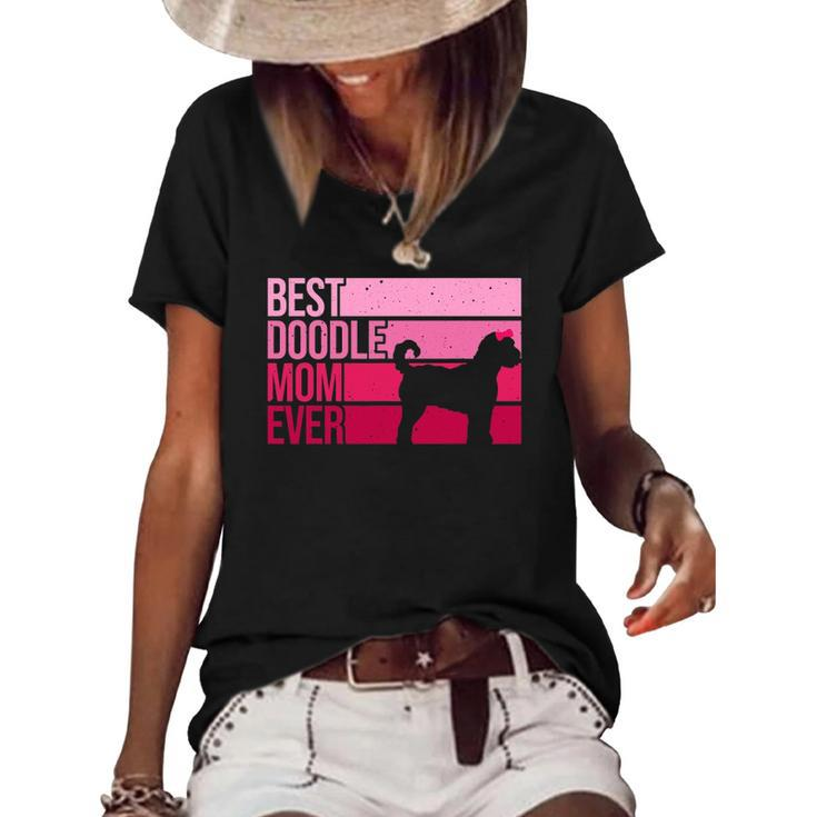 Cool Doodle Mom Art Women Girl Aussiedoodle Goldendoodle Dog Women's Short Sleeve Loose T-shirt