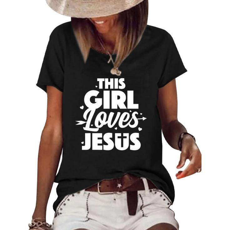 Cool Jesus Art For Girls Women Kids Jesus Christian Lover Women's Short Sleeve Loose T-shirt