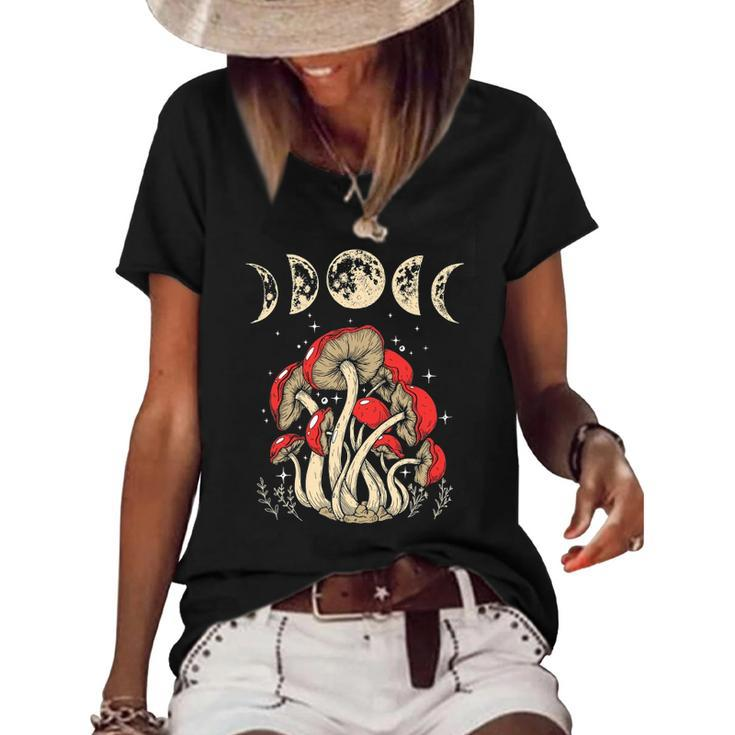 Cottagecore Mushrooms Dark Academia Goblincore Aesthetic Women's Short Sleeve Loose T-shirt