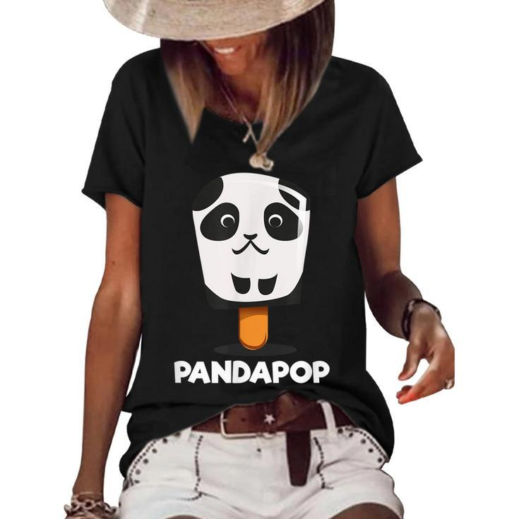Cute Cartoon Panda Baby Bear Popsicle Panda Birthday Gift  Women's Short Sleeve Loose T-shirt