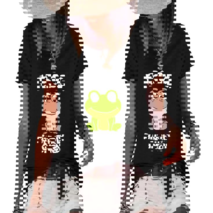 Cute Frog Fully Rely On God Christian Frog  Women's Short Sleeve Loose T-shirt