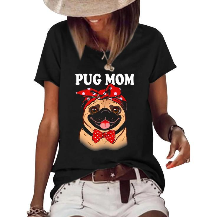 Cute Pug Mom Dogs Tee Mothers Day Dog Lovers Gifts For Women Women's Short Sleeve Loose T-shirt