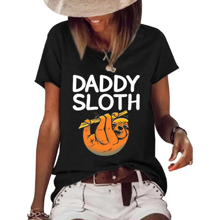 Daddy Sloth Lazy Cute Sloth Father Dad Women's Short Sleeve Loose T-shirt