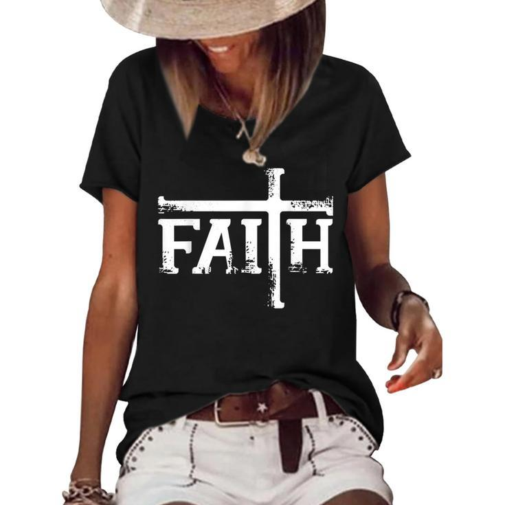 Faith Cross  Christian T  For Men Women Kids  Women's Short Sleeve Loose T-shirt
