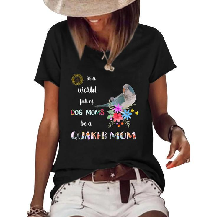 Funny Be A Blue Quaker Parrot Bird Mom Mother Women's Short Sleeve Loose T-shirt