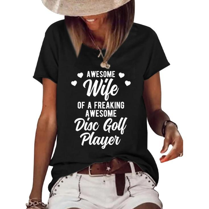 Funny Disc Golfer Husband Gift For Disc Golf Player Wife Women's Short Sleeve Loose T-shirt
