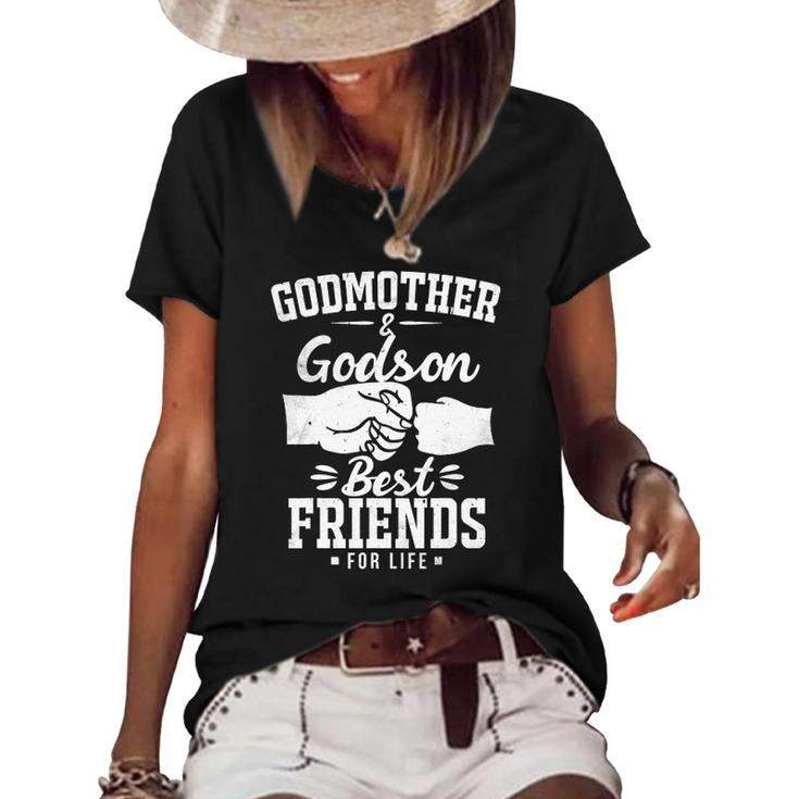 Funny Godmother And Godson Best Friends Godmother And Godson Women's Short Sleeve Loose T-shirt