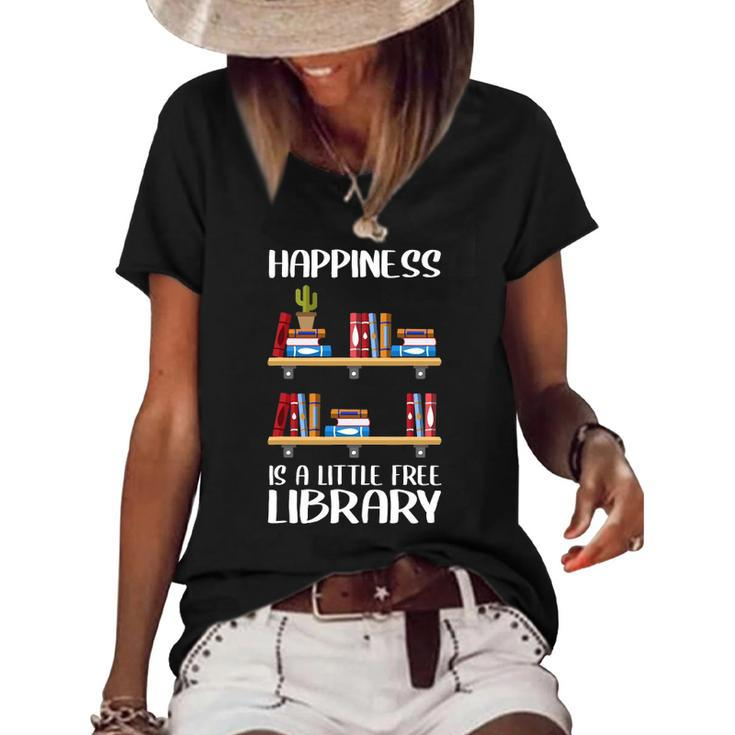 Funny Library Gift For Men Women Cool Little Free Library Women's Short Sleeve Loose T-shirt