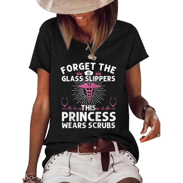 Funny Nurse Gift For Women Cool This Princess Wears Scrubs Raglan Baseball Tee Women's Short Sleeve Loose T-shirt