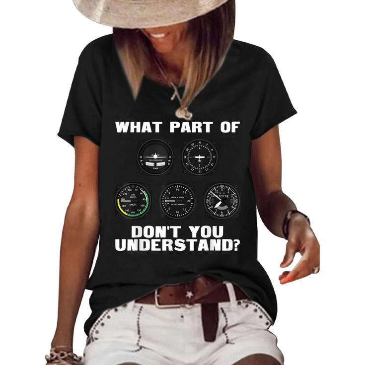Funny Pilot Design For Men Women Airplane Airline Pilot  V2 Women's Short Sleeve Loose T-shirt