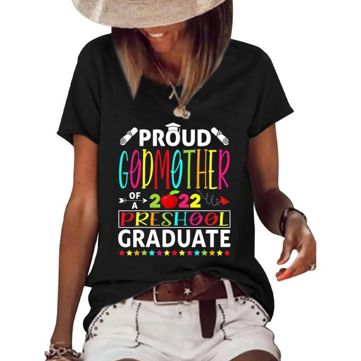 Funny Proud Godmother Of A Class Of 2022 Preschool Women's Short Sleeve Loose T-shirt