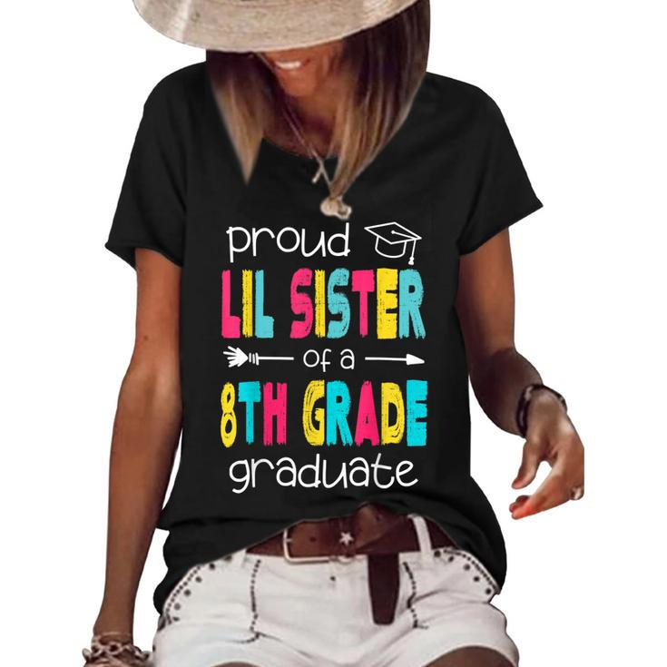 Funny Proud Lil Sister Of A Class Of 2022 8Th Grade Graduate  Women's Short Sleeve Loose T-shirt