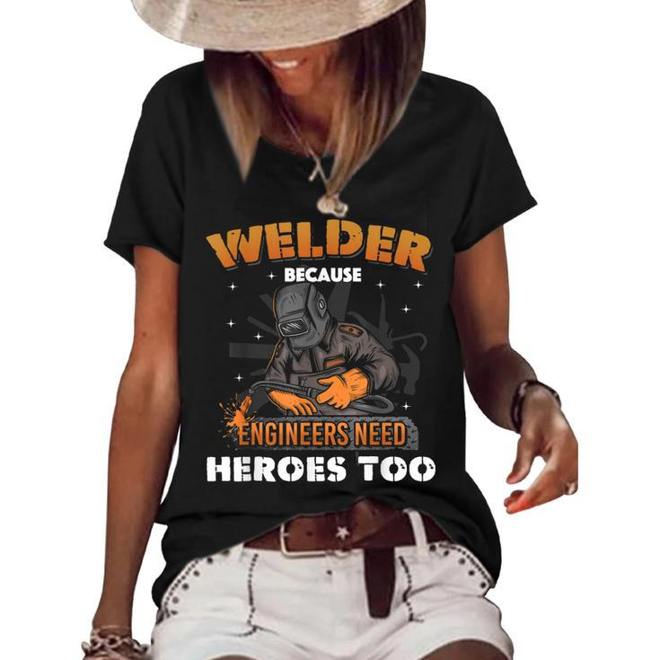 Funny Welding Art Men Women Welder Slworker Welding Lover  Women's Short Sleeve Loose T-shirt