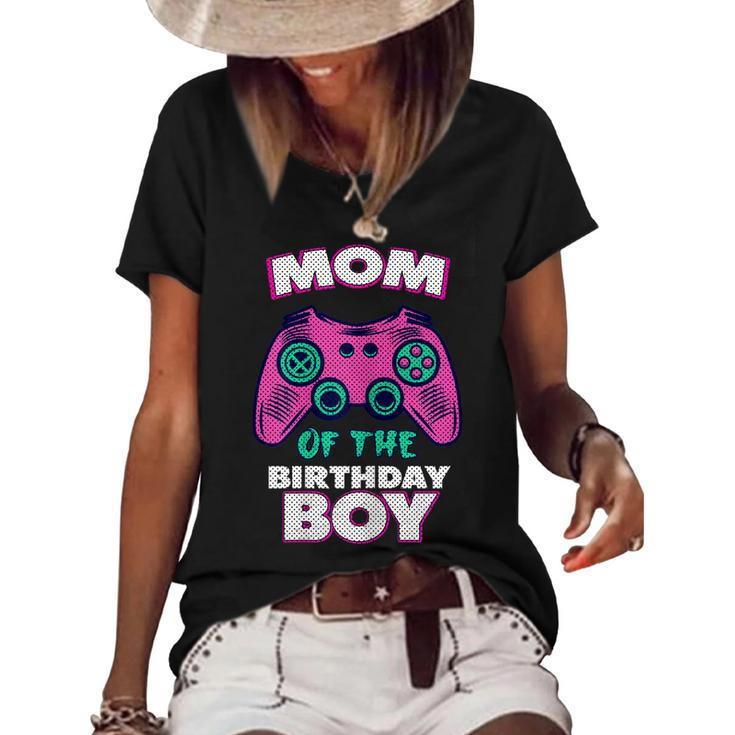 Gamer Mom Of The Birthday Boy Matching Gamer  Women's Short Sleeve Loose T-shirt