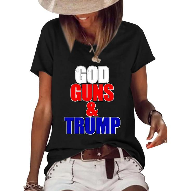 God Gun & Trump Vintage Christian Women's Short Sleeve Loose T-shirt