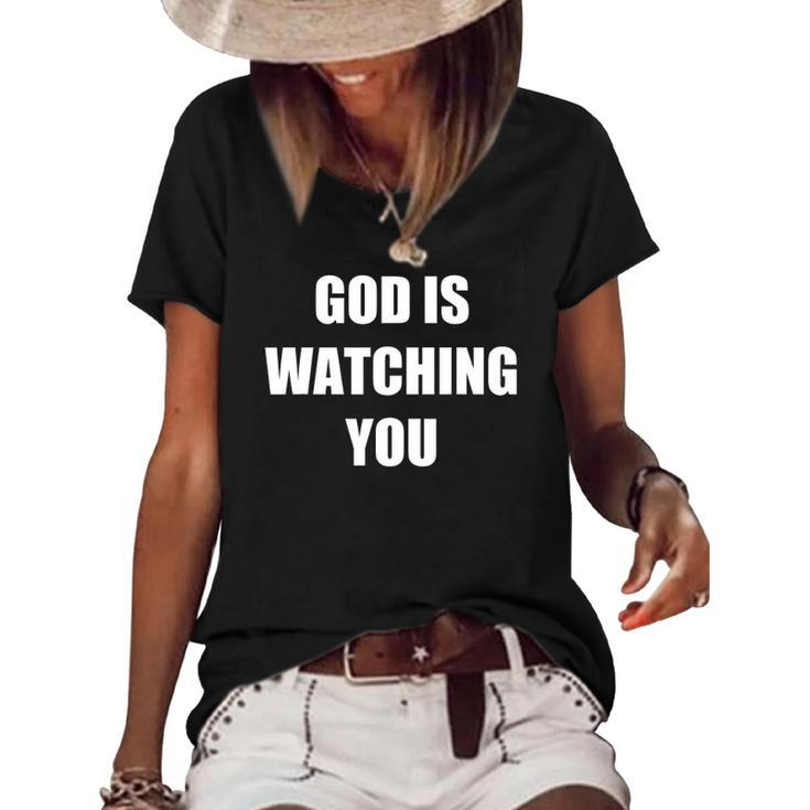 God Is Watching You Christian Women's Short Sleeve Loose T-shirt