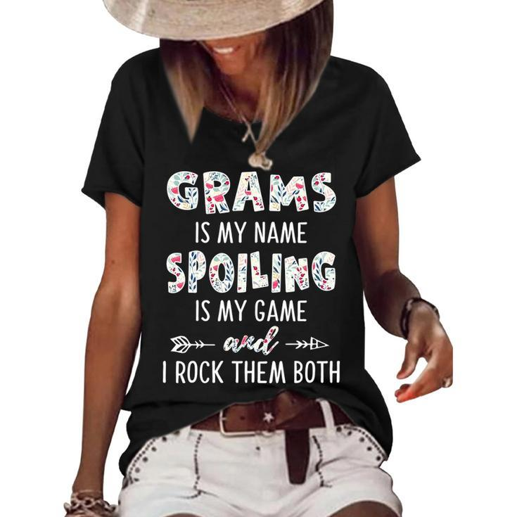 Grams Grandma Gift   Grams Is My Name Spoiling Is My Game Women's Short Sleeve Loose T-shirt