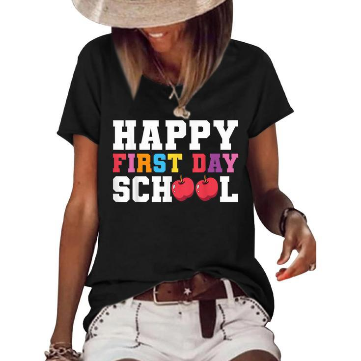 Happy First Day Of School Back To School Teachers Kids  Women's Short Sleeve Loose T-shirt