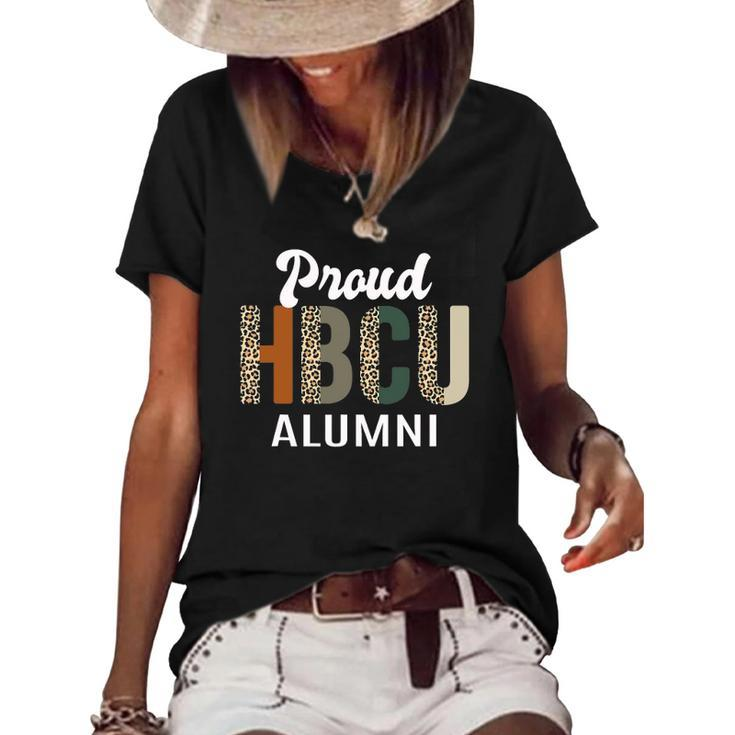 Hbcu Grad Black Women Grad Black College Alumni Leopard Women's Short Sleeve Loose T-shirt