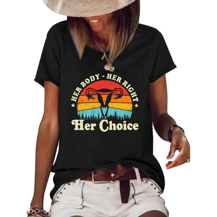 Her Body Her Right Her Choice Feminist Womens Feminism Women's Short Sleeve Loose T-shirt