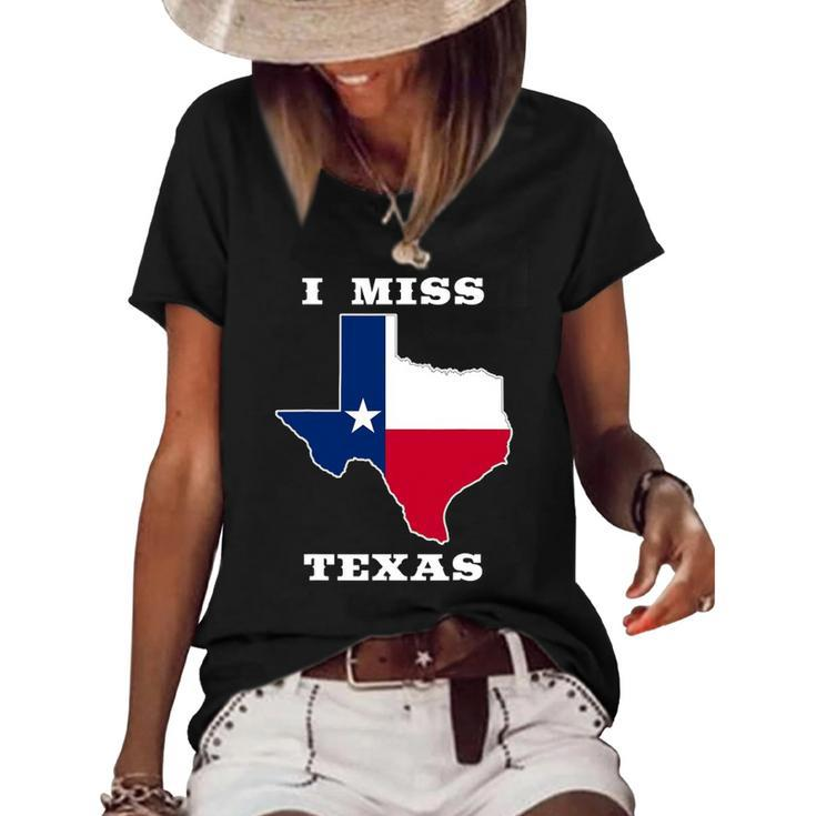 I Miss Texas Texas Flag Women's Short Sleeve Loose T-shirt